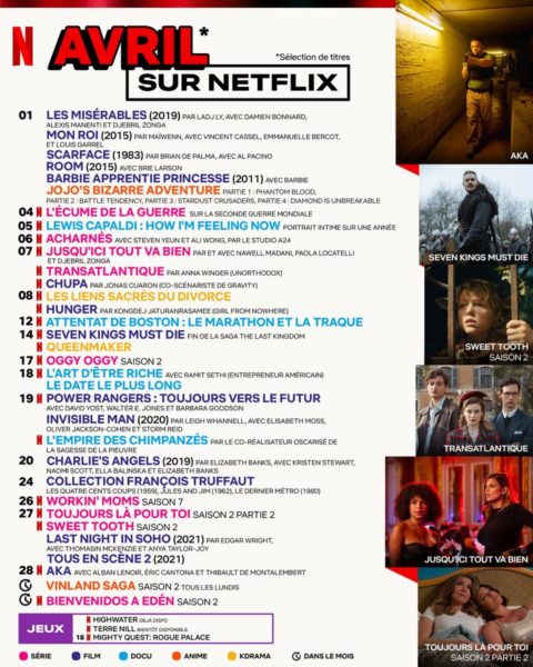 Netflix avril 2023 sorties