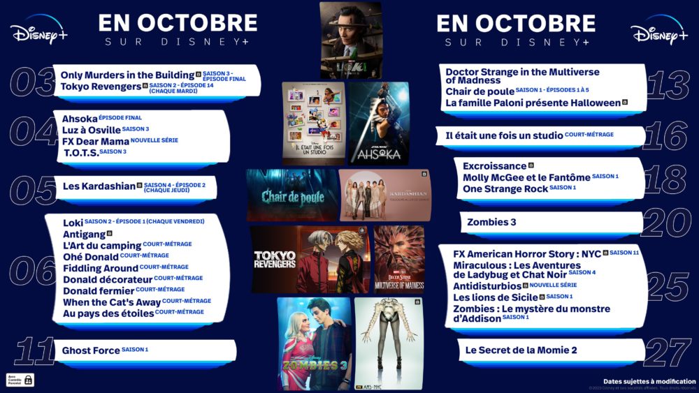 Sorties Disney+ octobre 2023