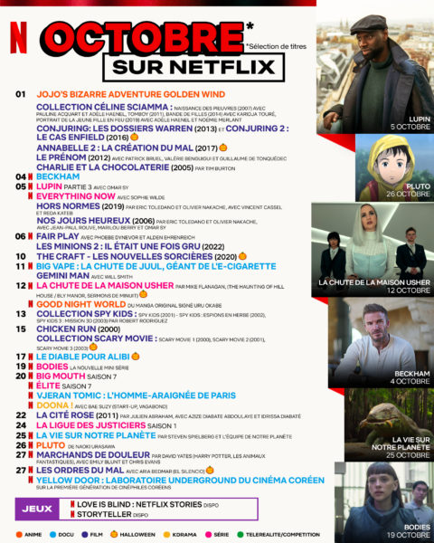 Sorties Netflix octobre 2023