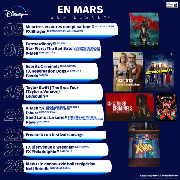 Mars 2024 sorties Disney+