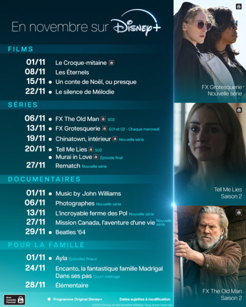 Sorties Disney+ novembre 2024