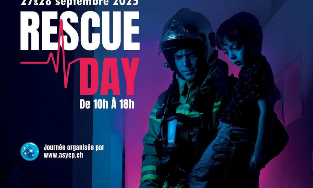Affiche Rescue Day 2025 à Palexpo Genève, événement dédié aux métiers du secours et du sauvetage.
