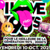 Affiche colorée de la soirée I Love 90’s au MAD Club Lausanne, le 10 octobre 2025, avec le logo MAD et le slogan “Pour le meilleur de la génération 90’s – 2000’s”.