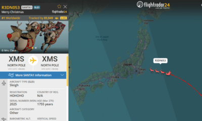 Traîneau du Père Noël suivi en direct sur Flightradar24 avec le vol R3DN053