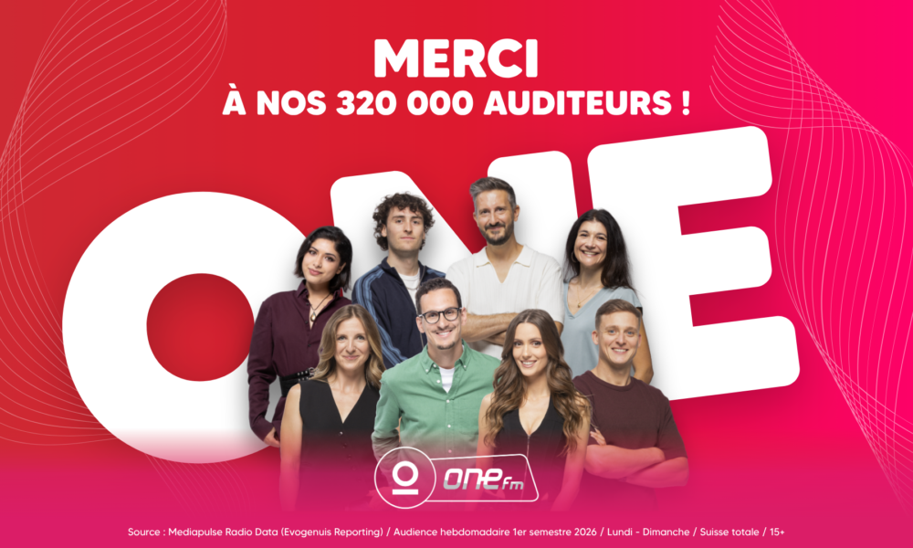 chiffres d'audience de One FM pour le premier semestre 2026: 320'000 auditeurs hebdomadaires.